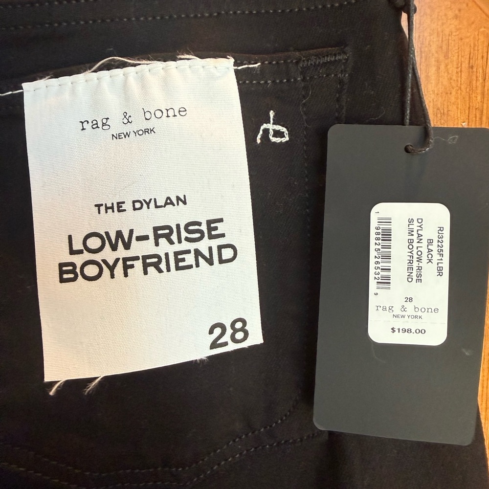 Rag & Bone Low-Rise Boyfriend Jeans Dylan Ankle Black - Picture 8 of 8